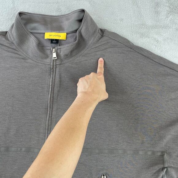 St John Jacket Women XL Grey Full Zip Active Long Sleeve Yellow Tag Gold Zipper - Picture 4 of 14